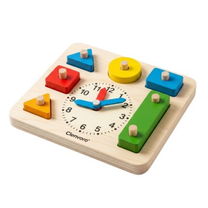 clenvoro Wooden Shape Sorter & Learning Clock Montessori Educational Toy